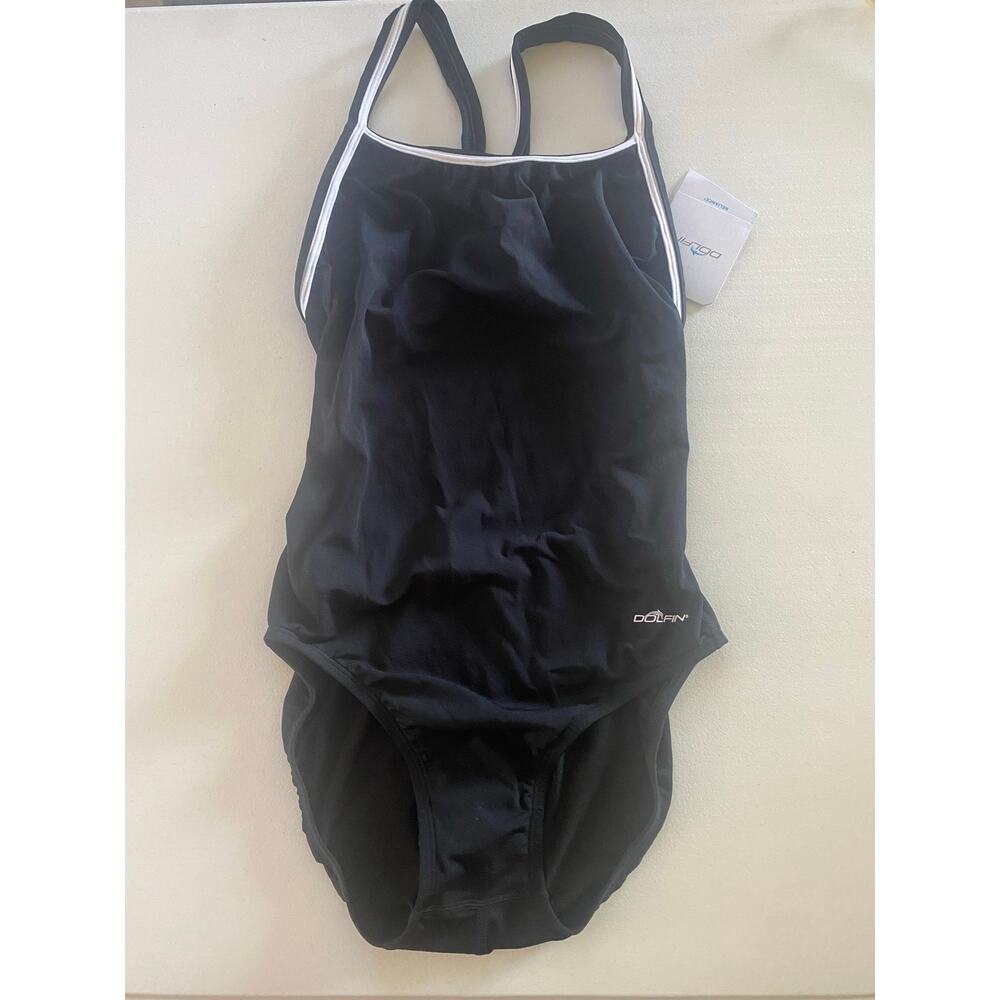 Dolfin Women's Size 40 Black Competition‎ One Piece Swimsuit Race Back NWT